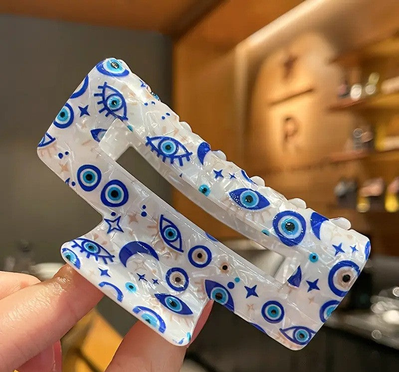 Evil Eye Print Rectangle Claw Clip - view 2