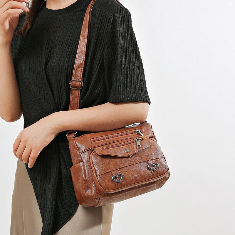 Multi Pocket Vegan Leather Crossbody Bag