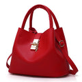 Pebbled Vegan Leather Bucket Satchel - Red