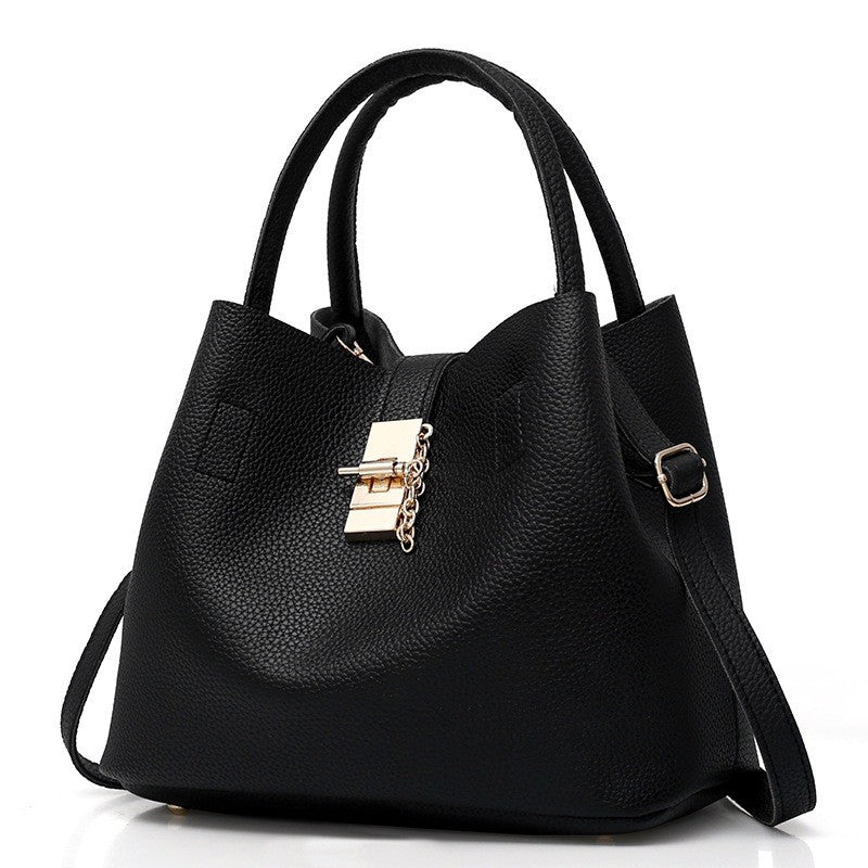 Pebbled Vegan Leather Bucket Satchel