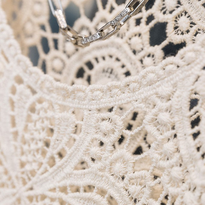 Boho Crochet Lace Flared Sleeve Top - Beige - 5