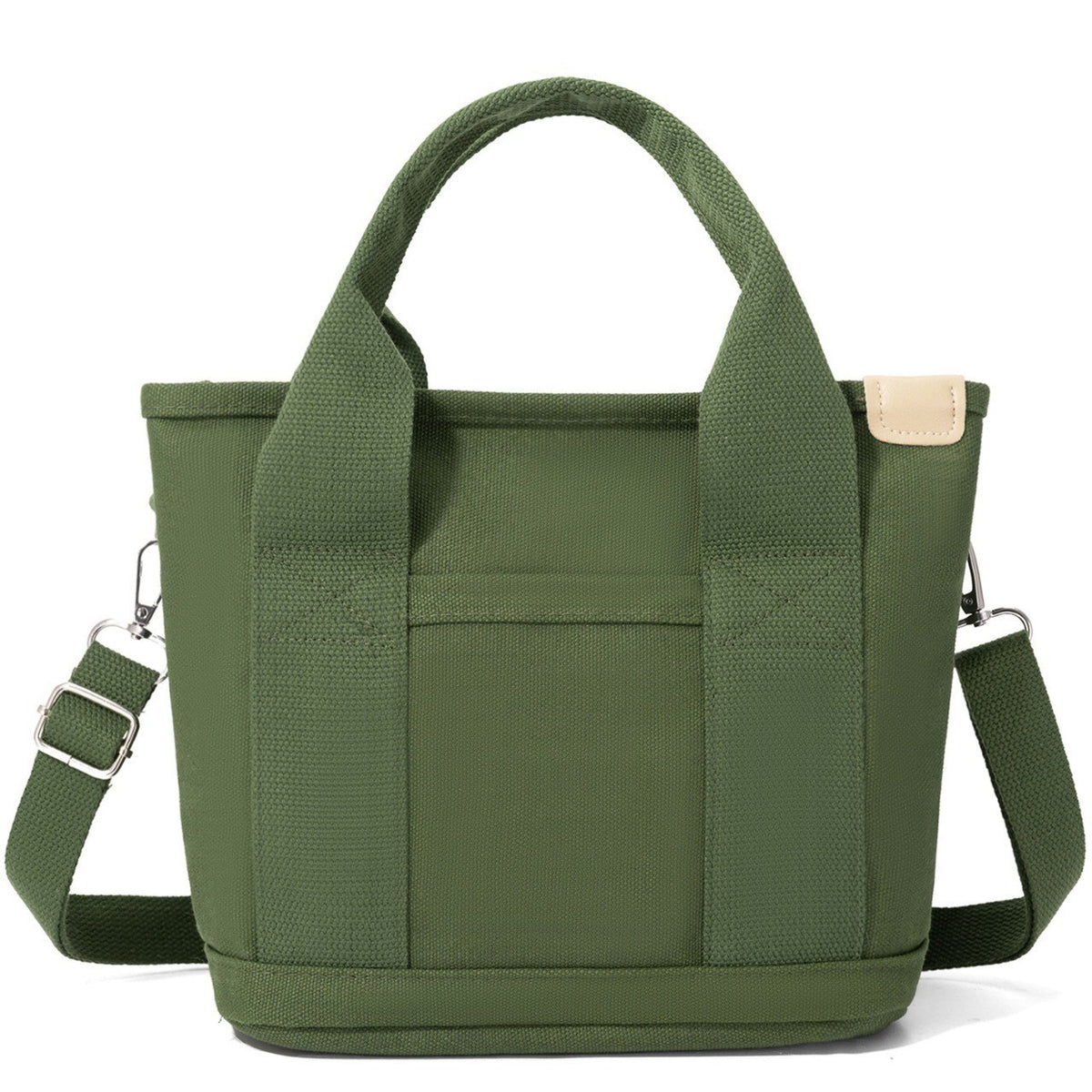 Canvas Mini Tote Bag with Crossbody Strap - Army Green