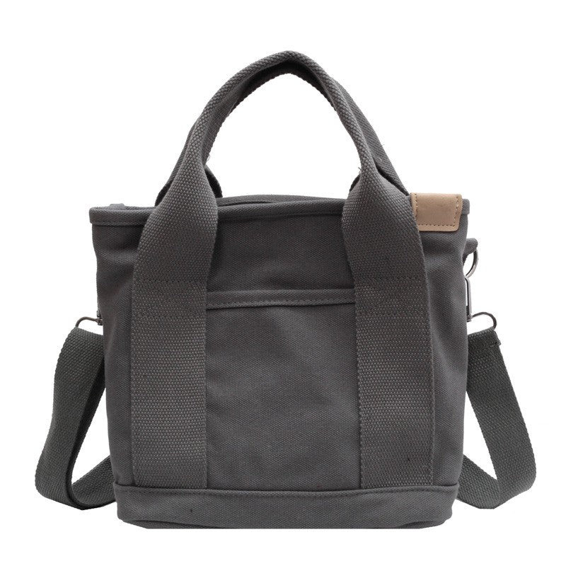 Canvas Mini Tote Bag with Crossbody Strap - Charcoal