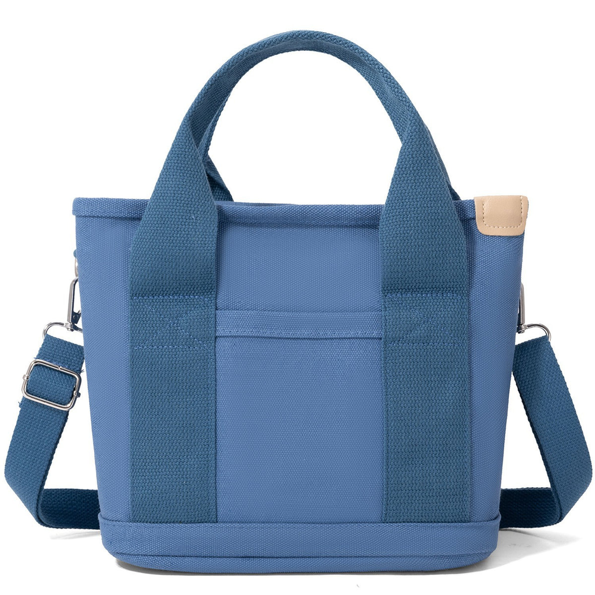 Canvas Mini Tote Bag with Crossbody Strap - Denim Blue