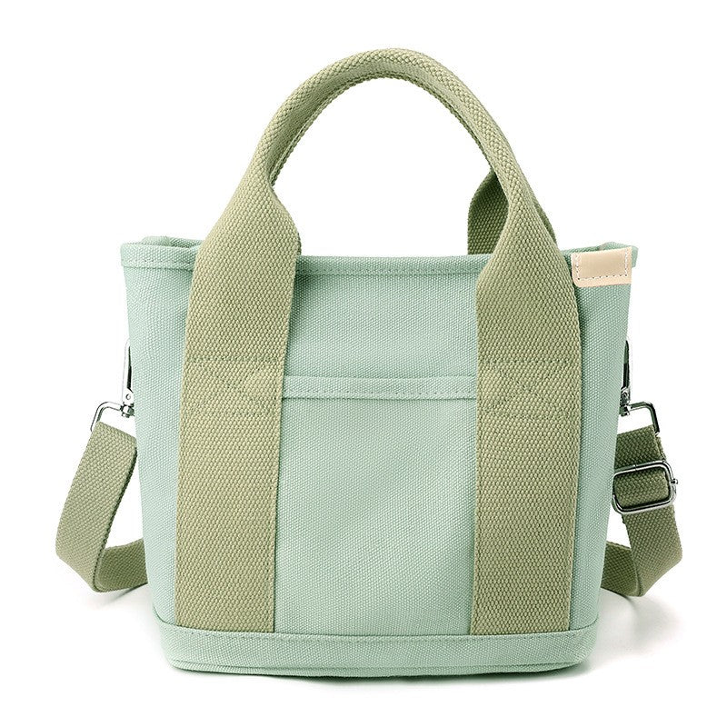 Canvas Mini Tote Bag with Crossbody Strap - Mint Green