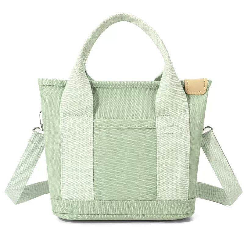 Canvas Mini Tote Bag with Crossbody Strap - Pale Mint