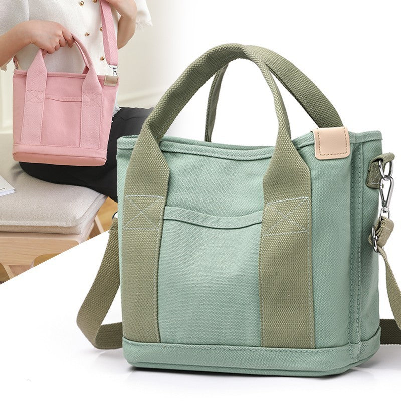 Canvas Mini Tote Bag with Crossbody Strap