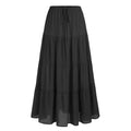Tiered Drawstring Waist Maxi Skirt - Black