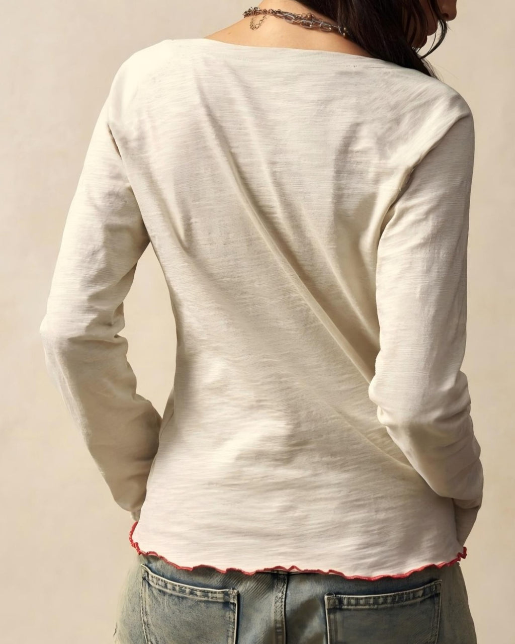 Boho Floral Embroidered V Neck Blouse - Apricot - 2