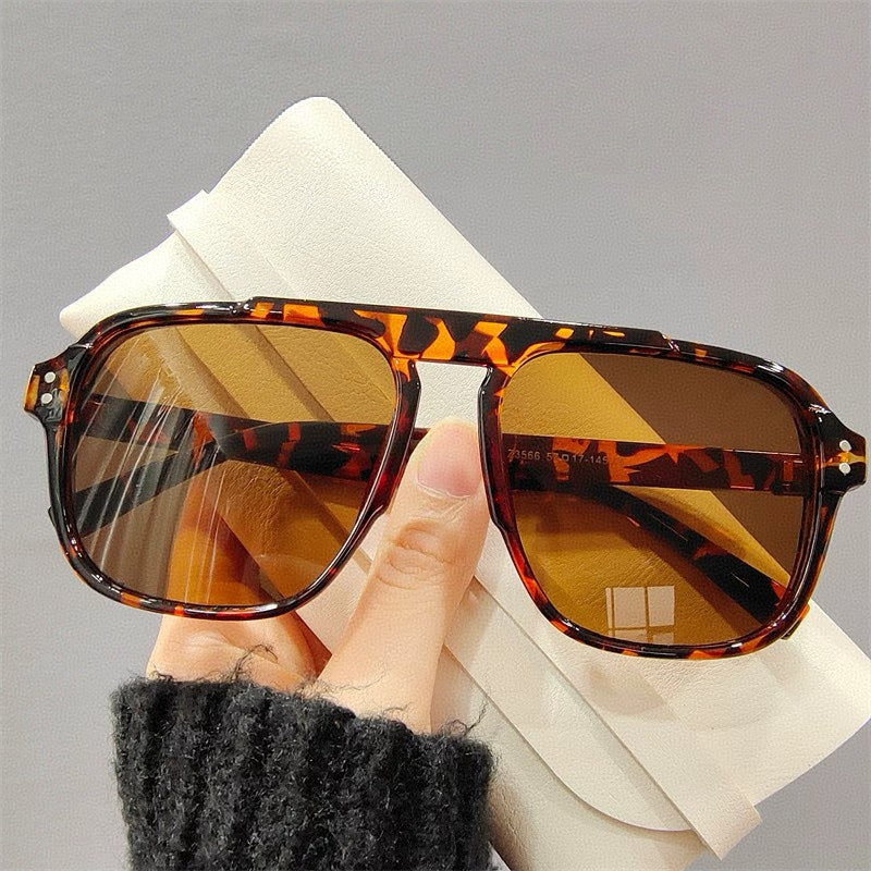 Oversized Double Bridge Aviator Sunglasses - Hawksbill