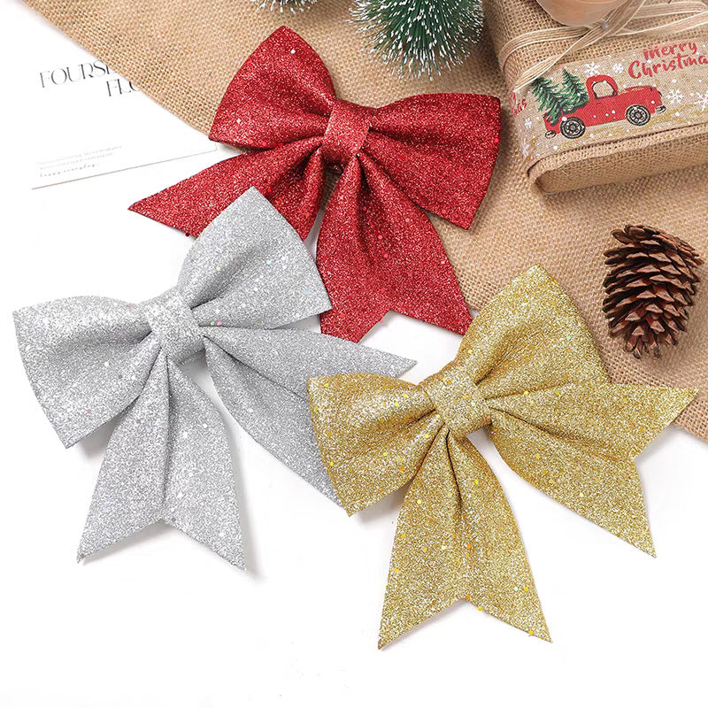 Sparkly Christmas Bow Ornaments for Tree Decorating