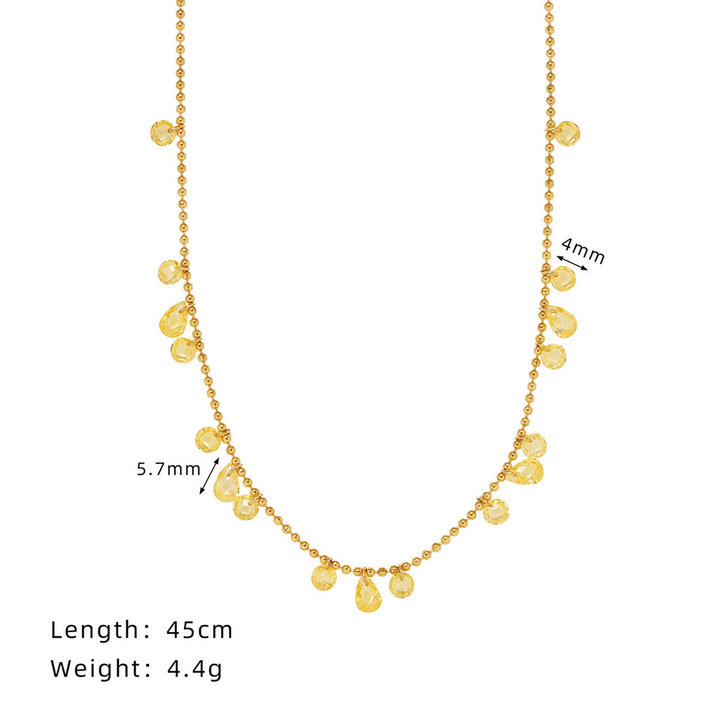 Dainty Teardrop Charm Station Necklace - Gold
