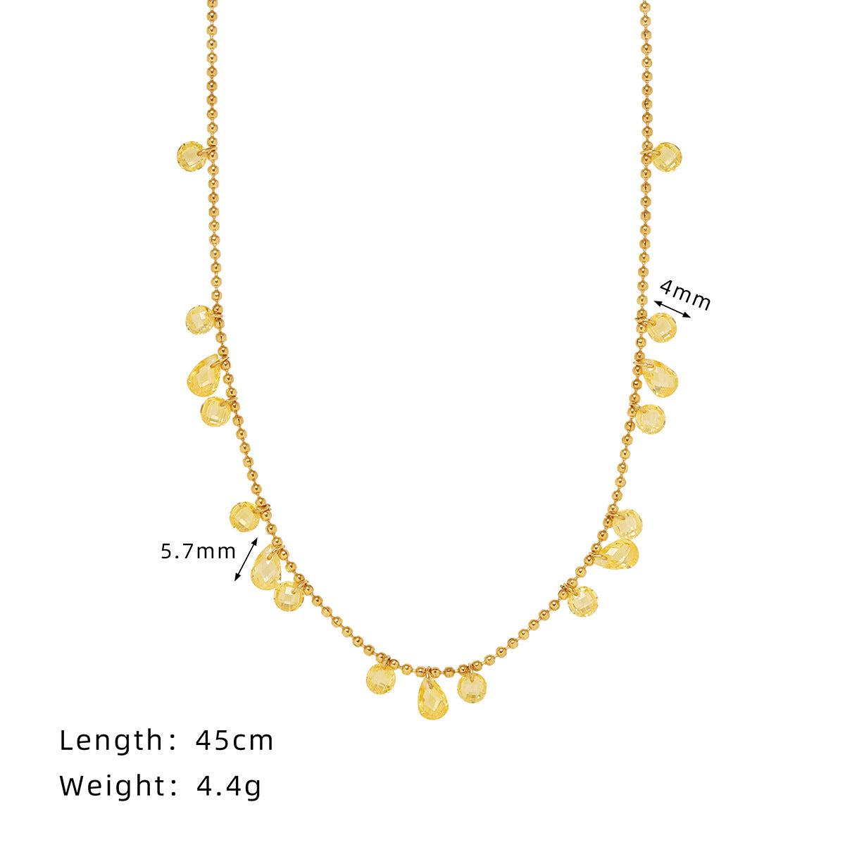 Dainty Teardrop Charm Station Necklace - Gold