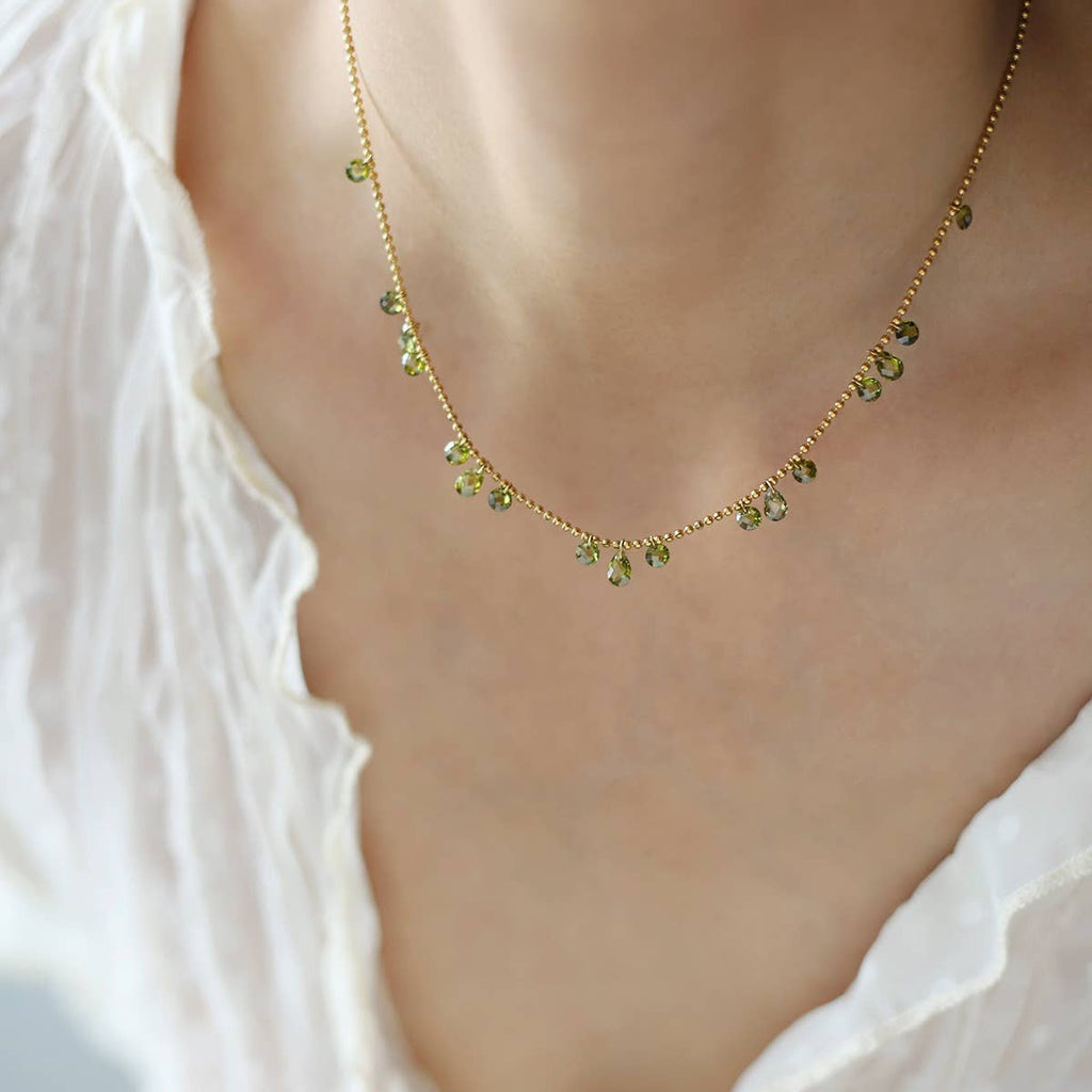 Dainty Teardrop Charm Station Necklace