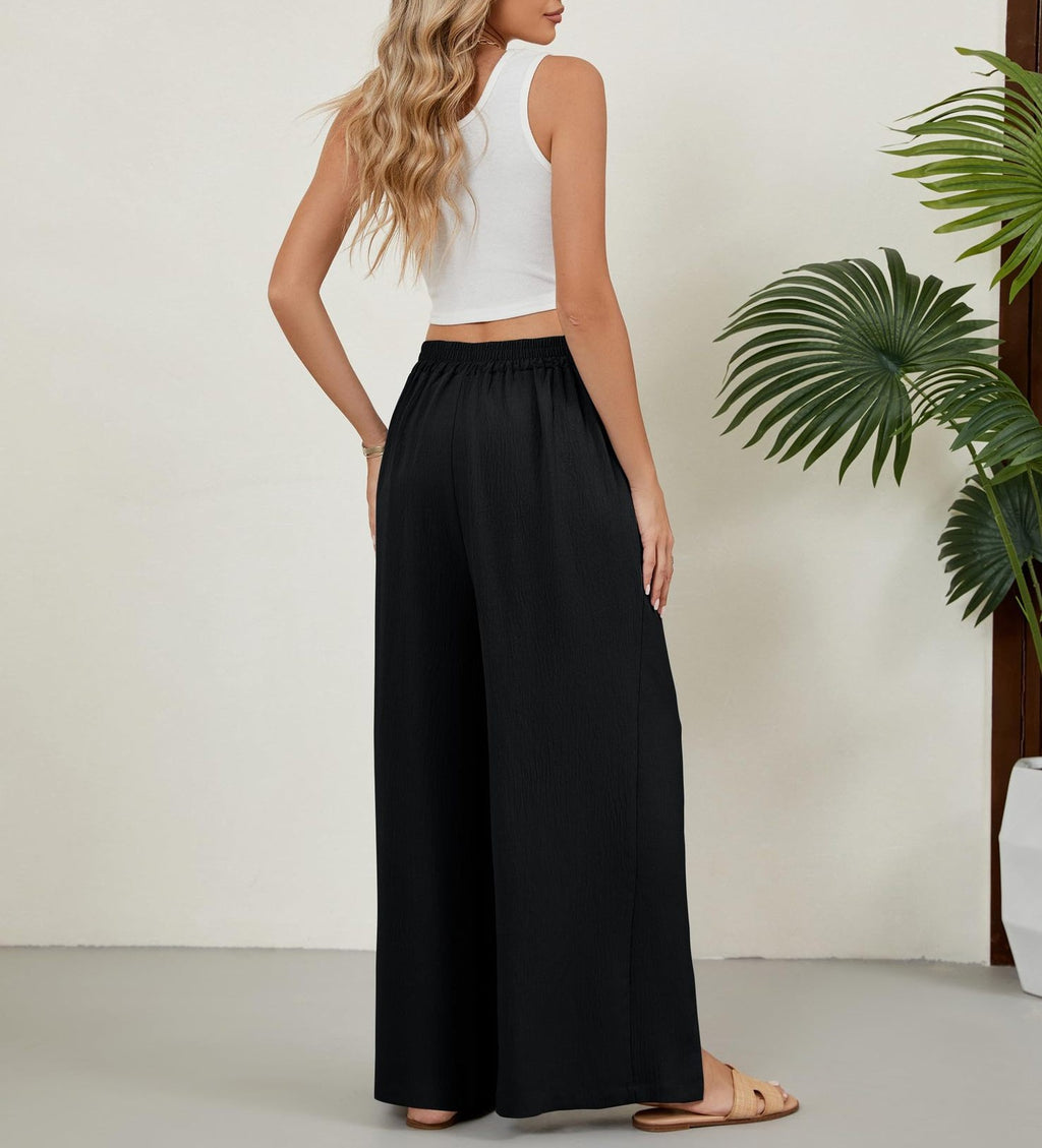 Front Slit High Waist Wide Leg Trousers - view 3