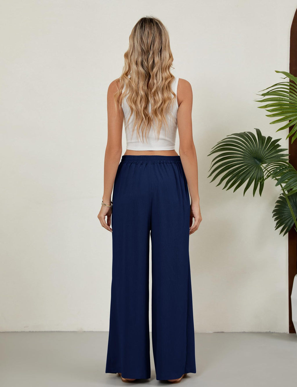 Front Slit High Waist Wide Leg Trousers - view 4