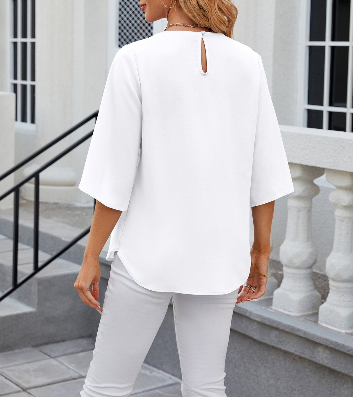 Pleated Split Sleeve Chiffon Shirt