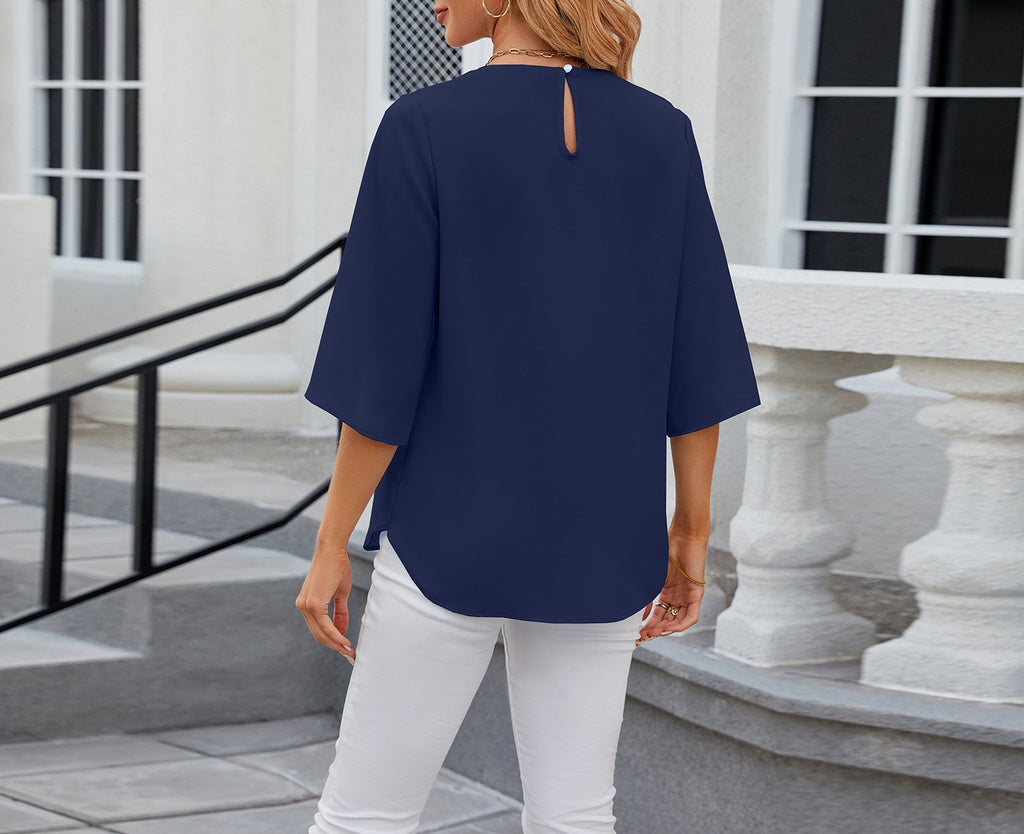 Pleated Split Sleeve Chiffon Shirt - view 3