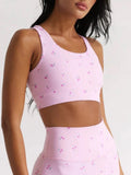 Square Neck Gingham Sports Bra - Cherry