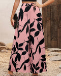 Botanical Print Flowy Wide Leg Palazzo Pants - C1