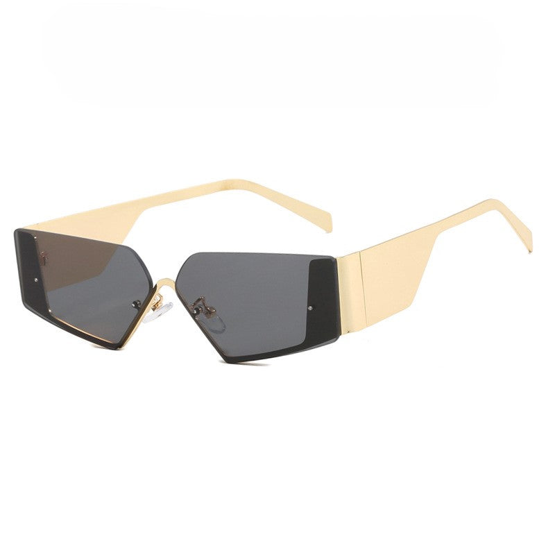 Y2K Rimless Wrap Shield Sunglasses - Gold