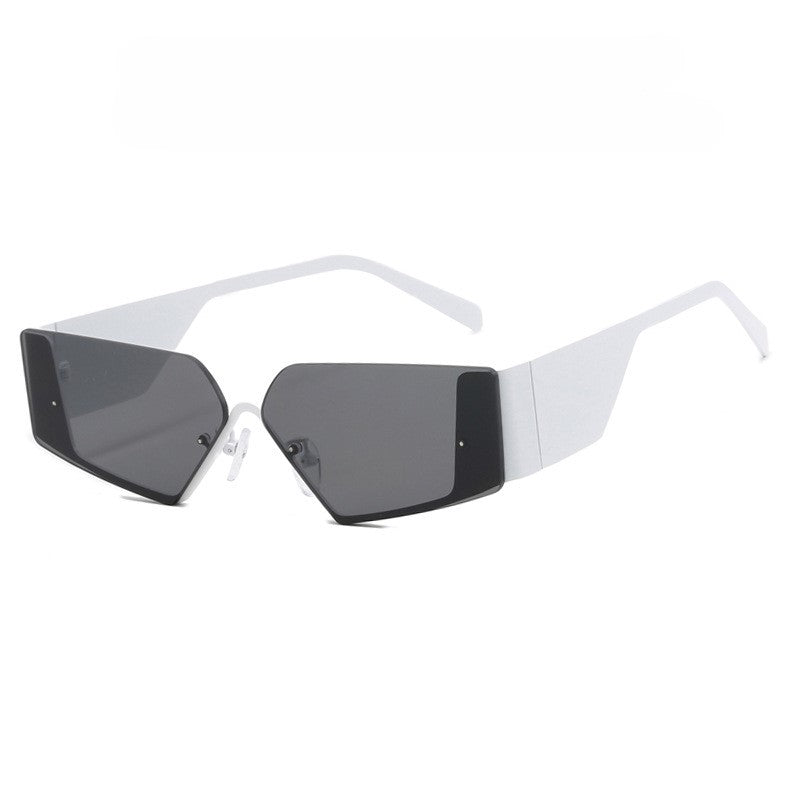 Y2K Rimless Wrap Shield Sunglasses - White