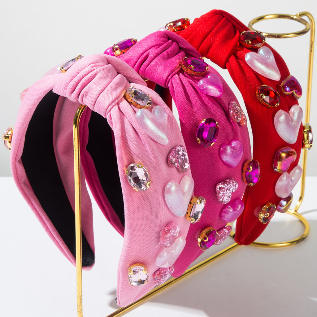 Jewel Gem Resin Heart Knot Headband