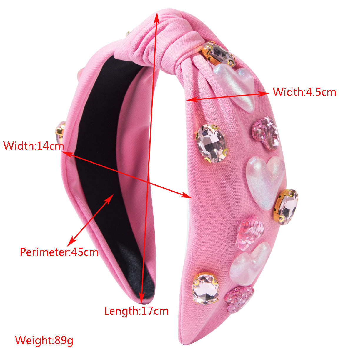 Jewel Gem Resin Heart Knot Headband - view 1