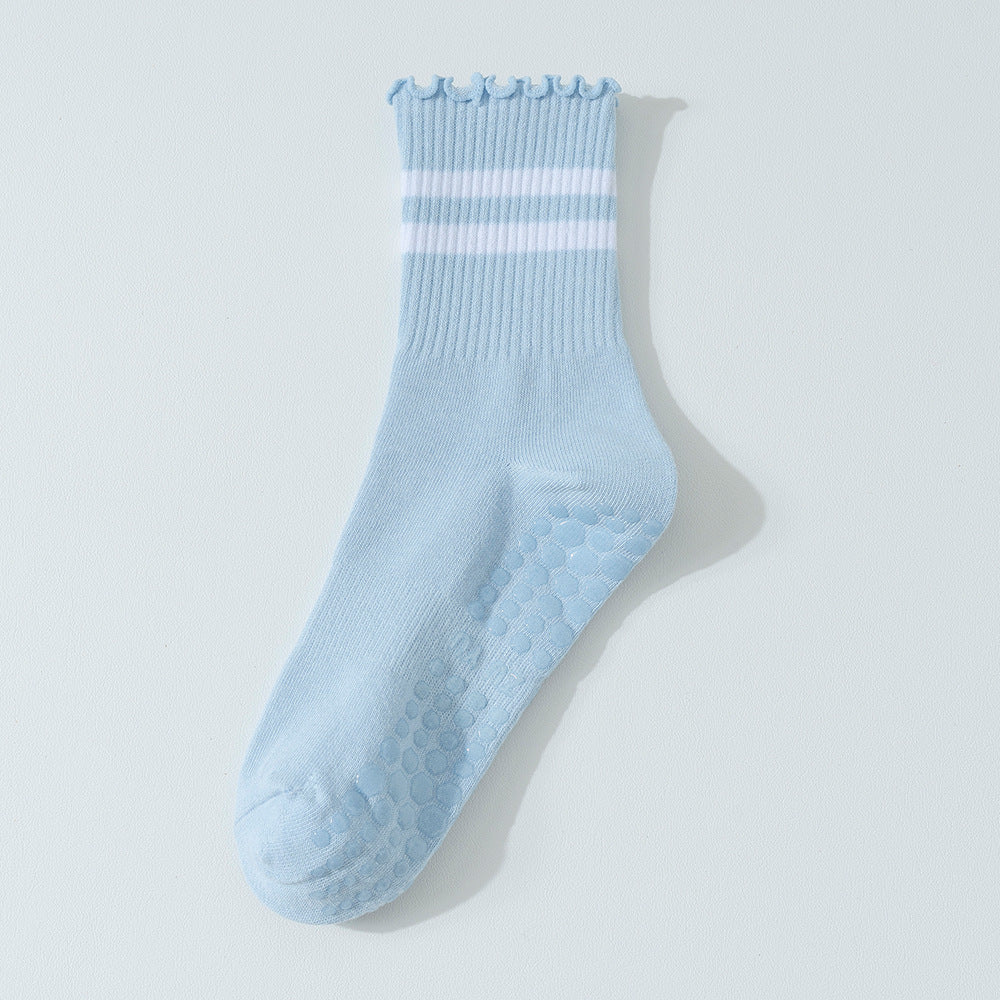 Lettuce Trim Striped Non Slip Grip Socks - Blue