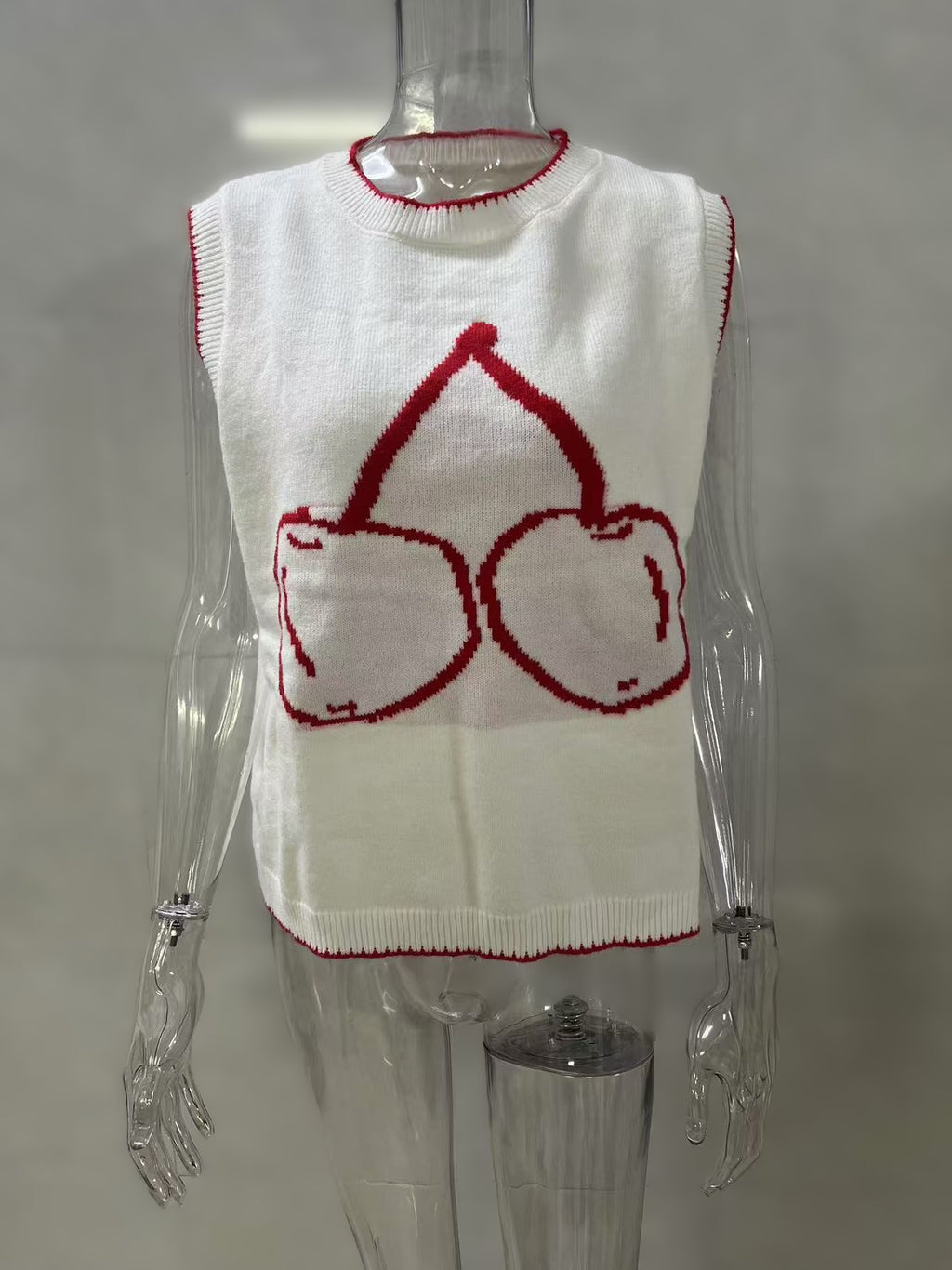 Fruit and Lobster Jacquard Knit Vest - White