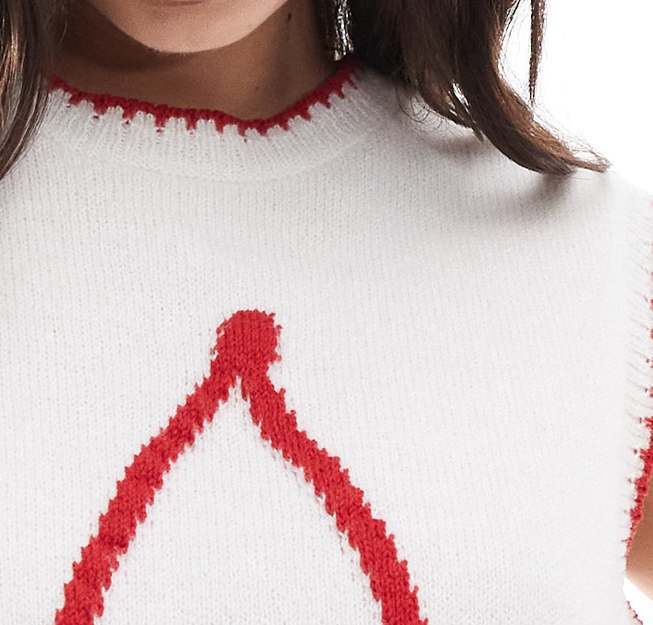 Fruit and Lobster Jacquard Knit Vest - White - 3