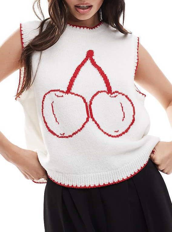 Fruit and Lobster Jacquard Knit Vest