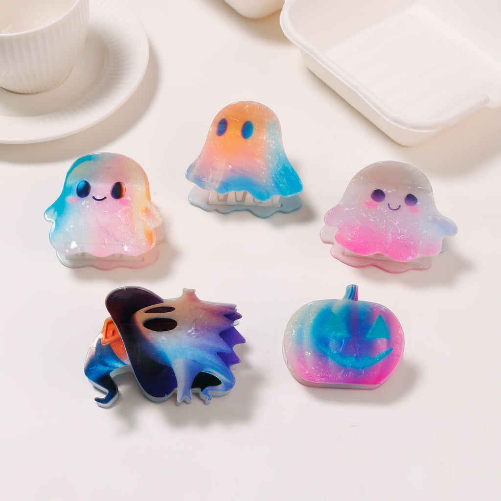Iridescent Ghost Pumpkin Claw Clip