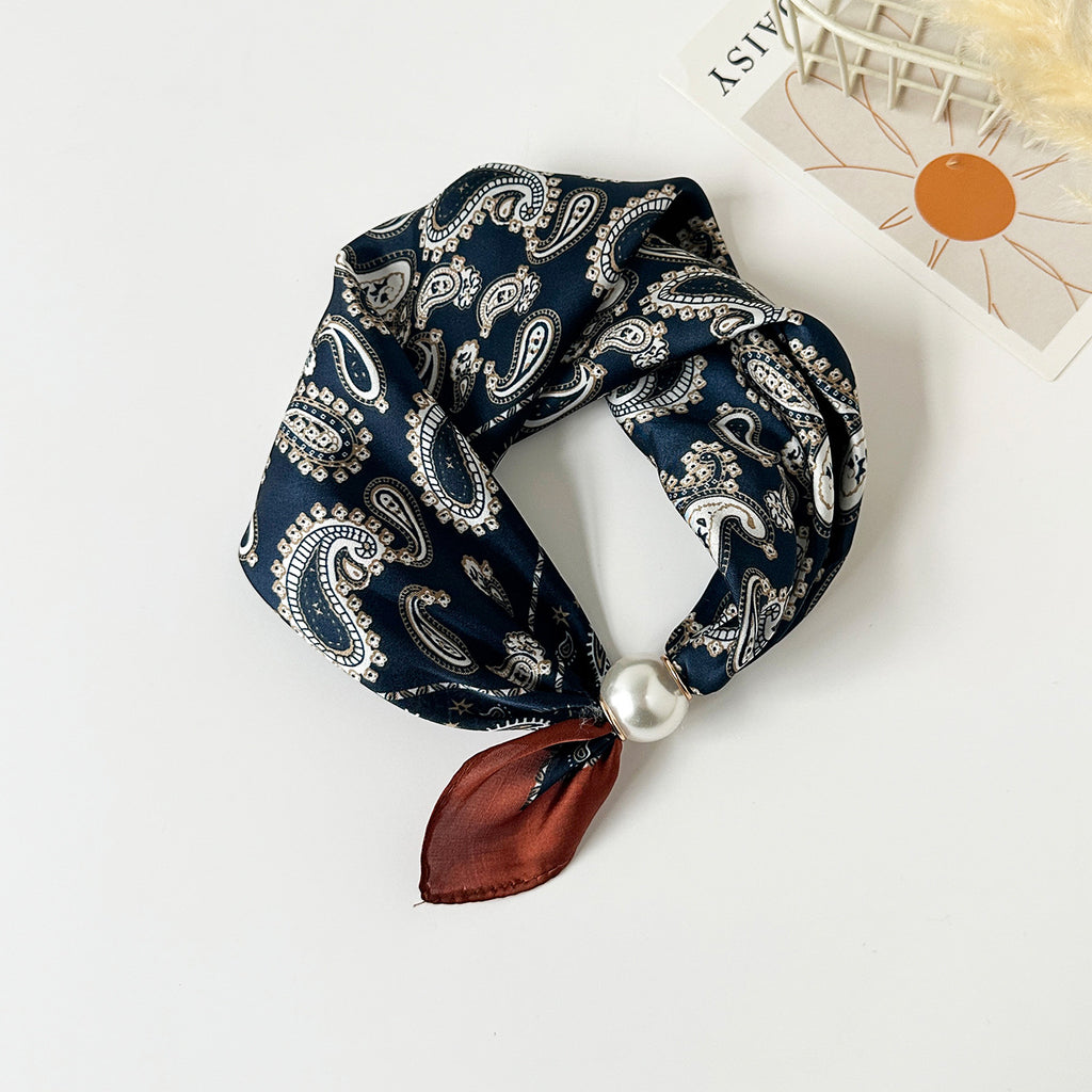 Satin Paisley Print Pearl Slide Neckerchief Scarf - Color_02