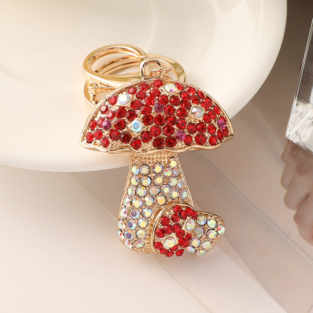 Crystal Mushroom Bag Charm Keychain - Red