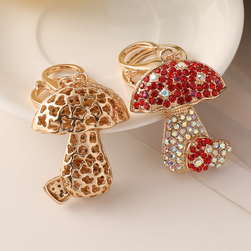 Crystal Mushroom Bag Charm Keychain - Red - 1