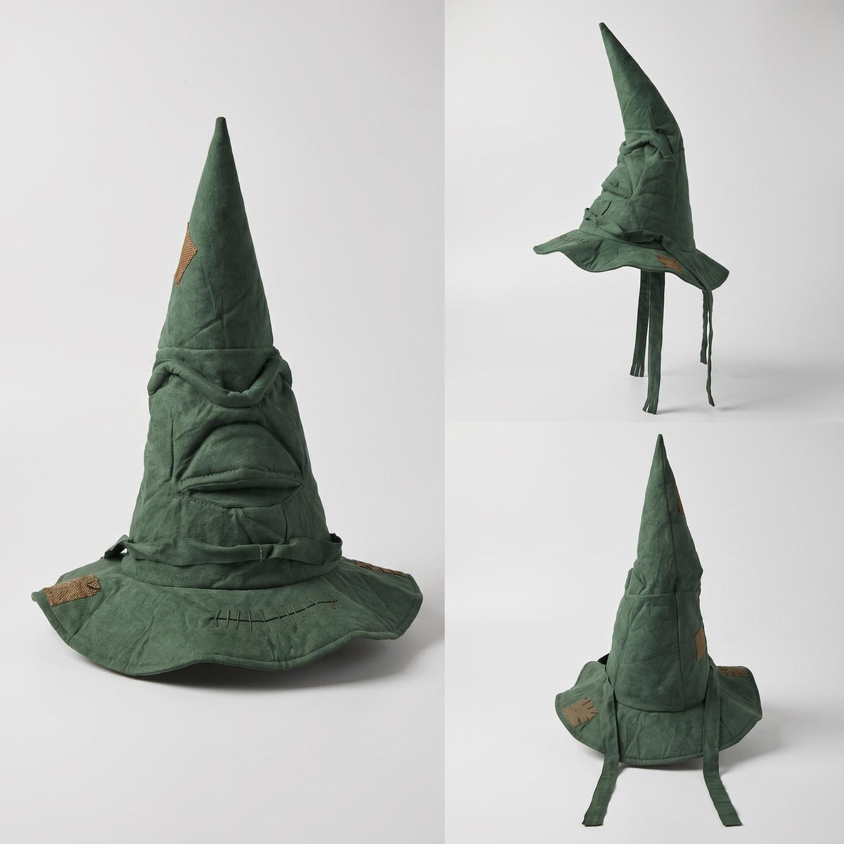 Wrinkled Wizard Witch Hat for Halloween - Green - 1