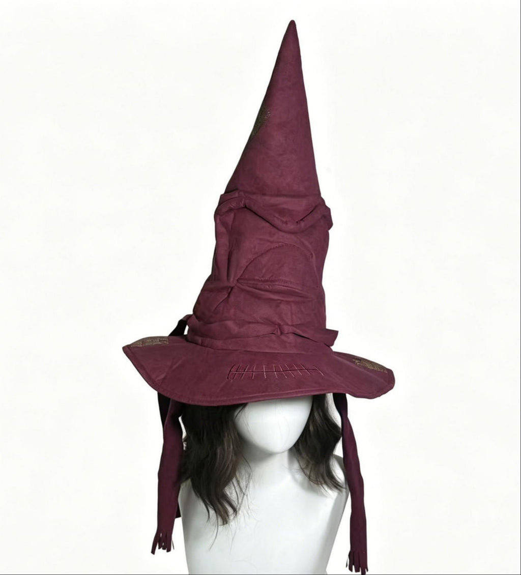 Wrinkled Wizard Witch Hat for Halloween - Red