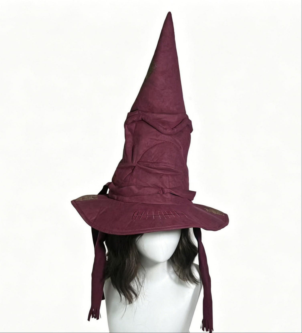 Wrinkled Wizard Witch Hat for Halloween - Red