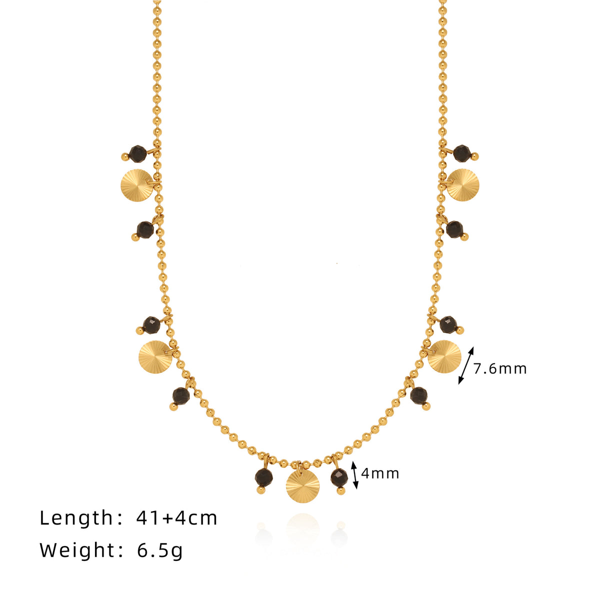 Beaded Disc Charm Chain Necklace - Gold - 1