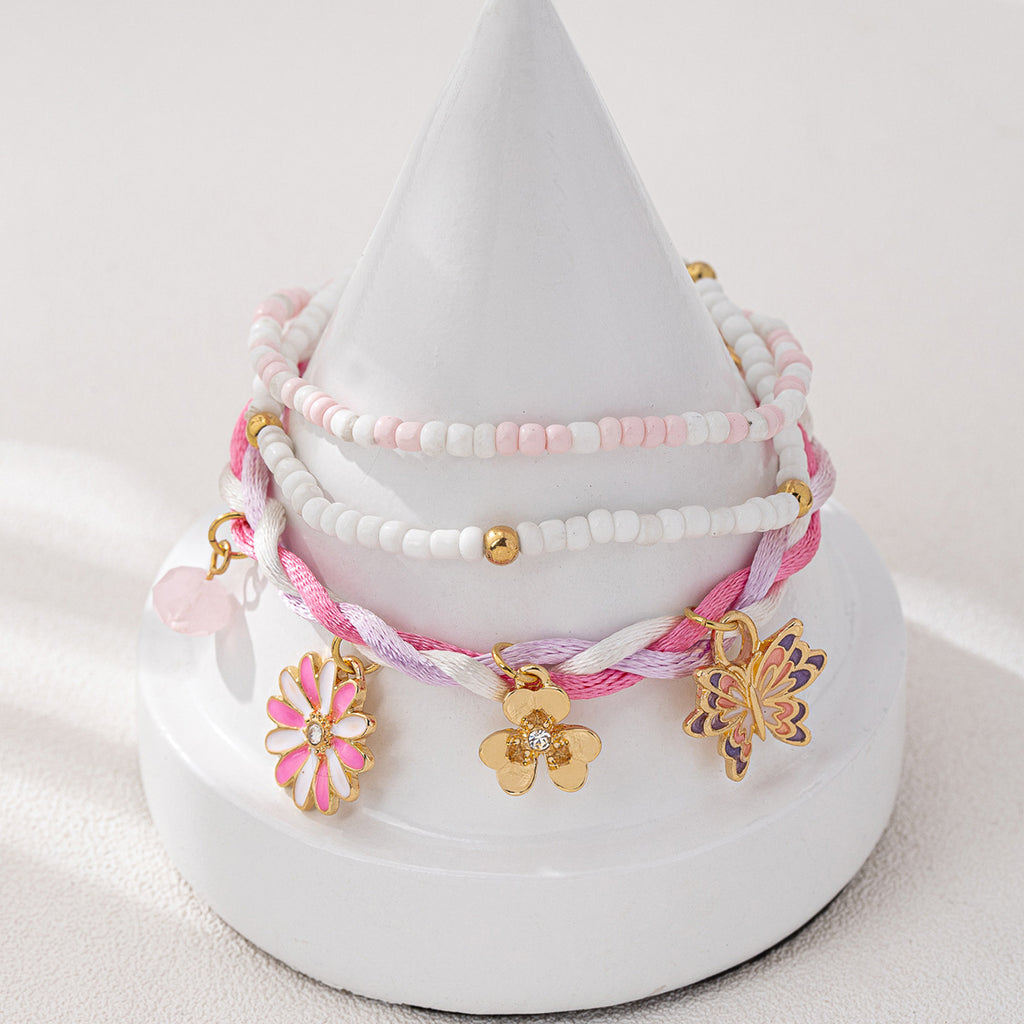 Daisy And Butterfly Charm Bracelet Stack - Color - 1