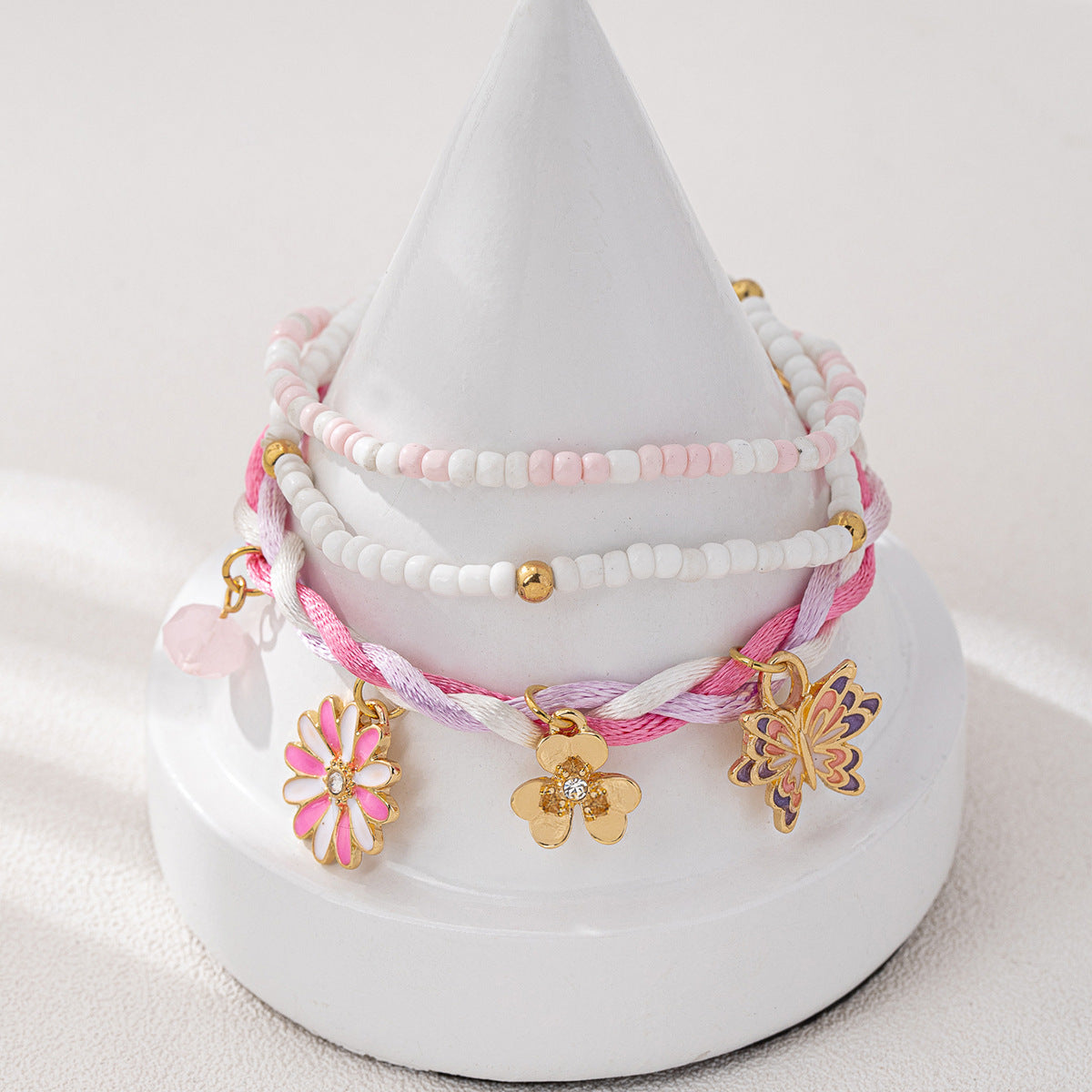 Daisy And Butterfly Charm Bracelet Stack - Color - 1