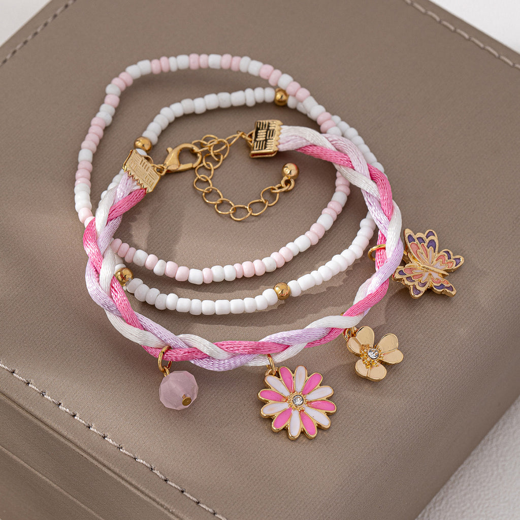 Daisy And Butterfly Charm Bracelet Stack - Color - 2