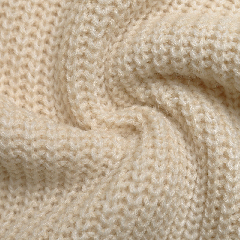 Ribbed Crew Neck Cardigan with Bow Appliques - Light_Khaki - 2