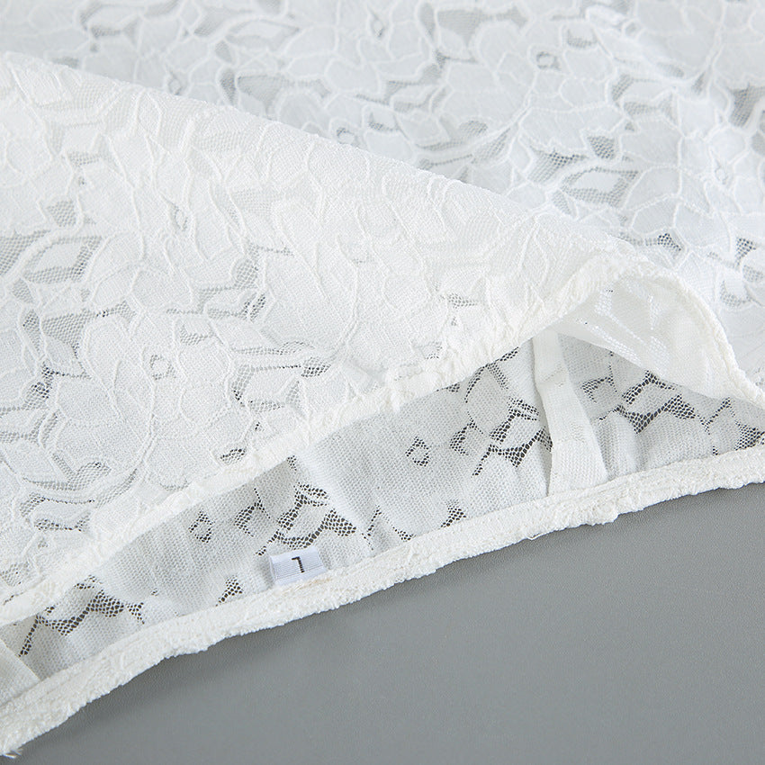 Sheer Lace Mermaid Maxi Skirt - White - 6
