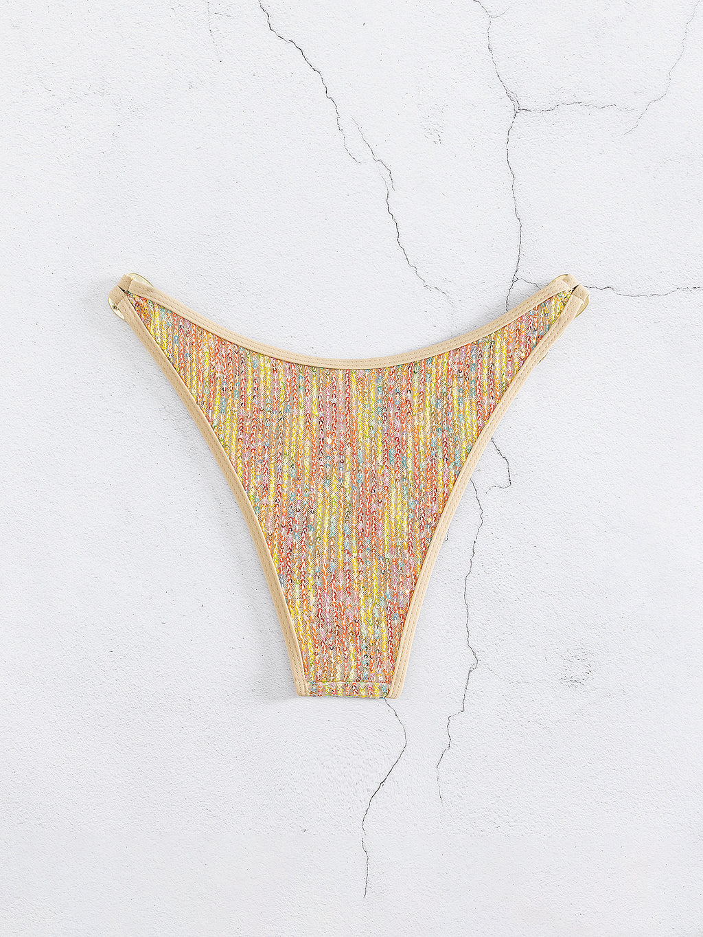 Sequin Chain Link Triangle Bikini Set - Golden - 4