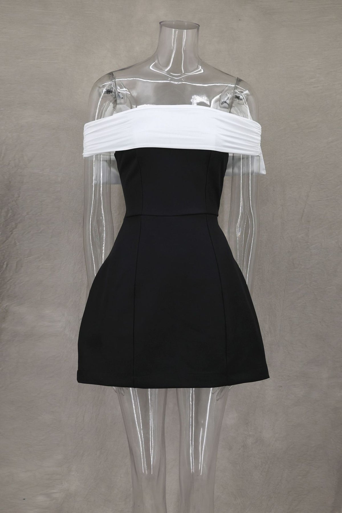 Off Shoulder Bow Back Mini Dress - black - 1
