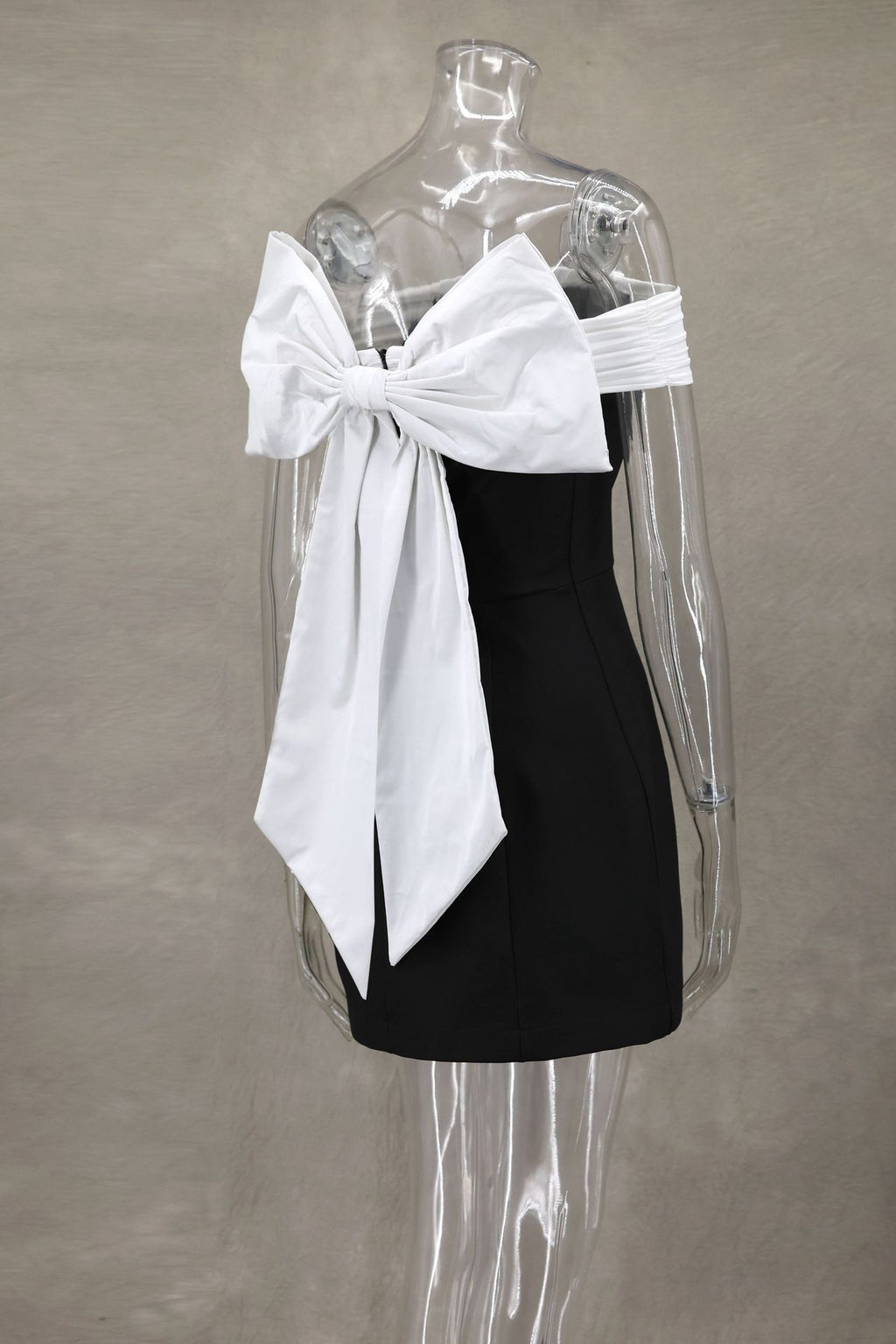 Off Shoulder Bow Back Mini Dress - black - 7