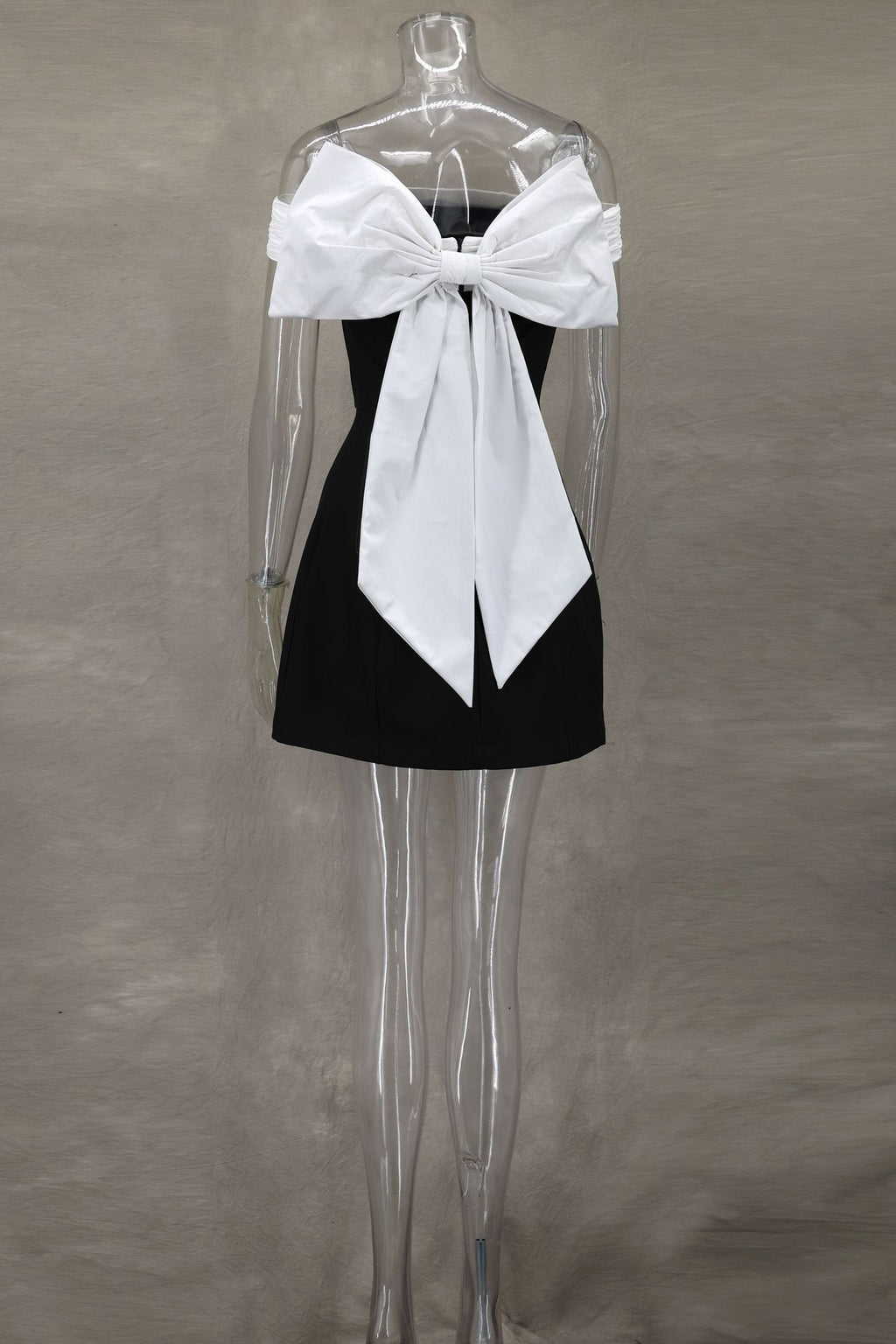 Off Shoulder Bow Back Mini Dress - black - 9
