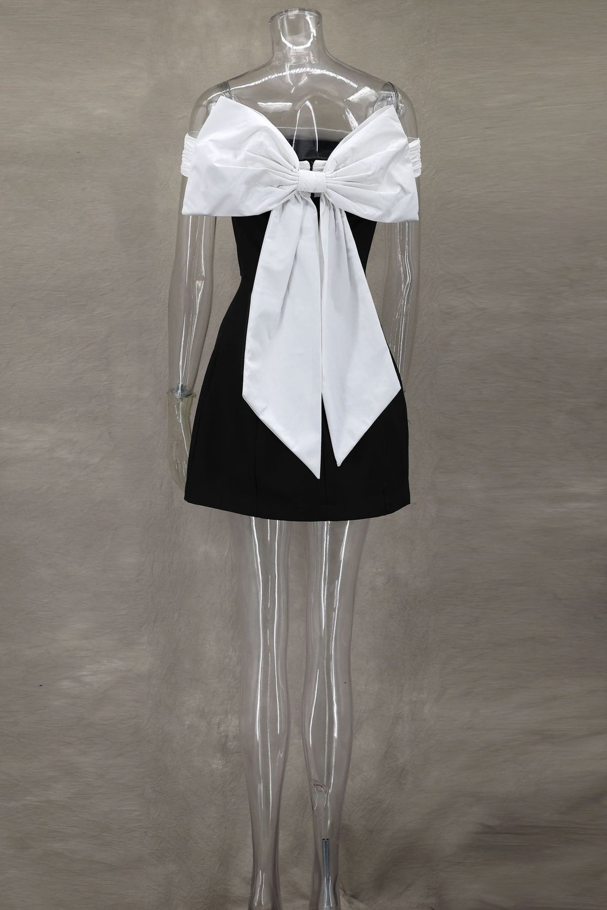 Off Shoulder Bow Back Mini Dress - black - 9